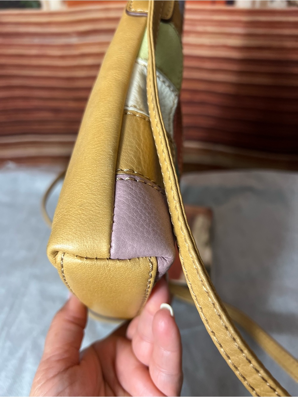 NWT Fossil Patchwork Leather Crossbody Bag in Multi-Color, Zip Closure - Picture 5 of 13